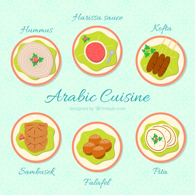 Vector collection of tasty arabic cuisine