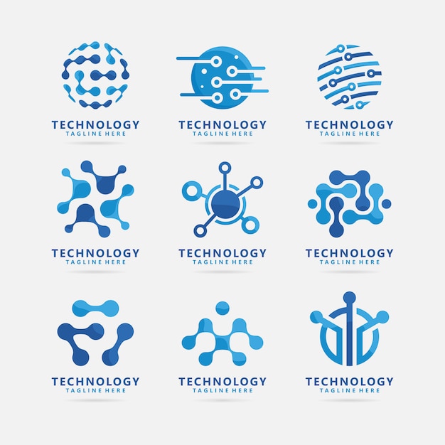 Collezione di tecnologia logo design