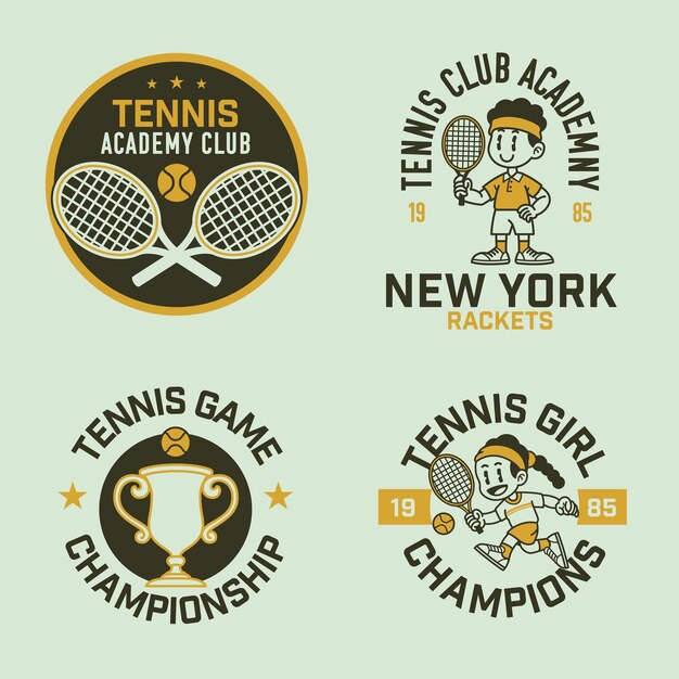 Collection of Tennis Logo Bagde in Vintage Retro Style