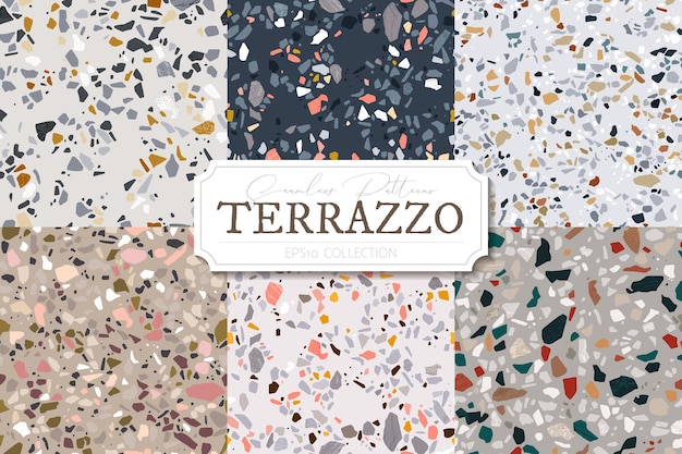 Vector collection of  terrazzo abstract background set