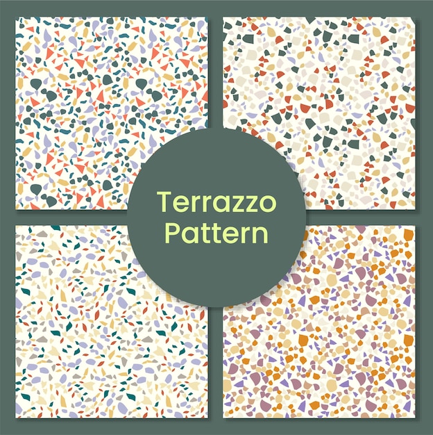 Vector collection of terrazzo pattern with abstract shapes