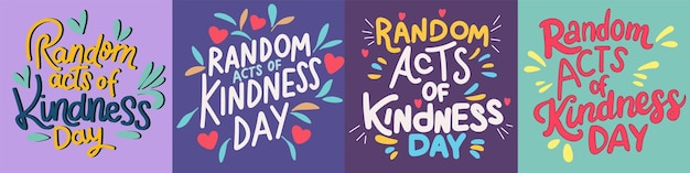 Collection of text banners random acts of kindness day handwriting holiday banners set rare disease