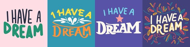 Vector collection of text banners square composition i have a dream handwriting i have a dream inscription