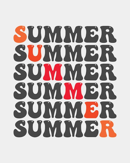 A collection of text that says summer groovy typeset on a white background
