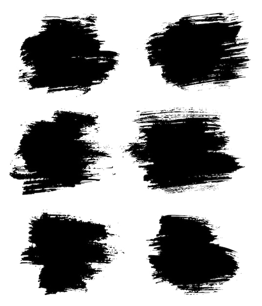 Collection of texture brush stroke silhouettes background