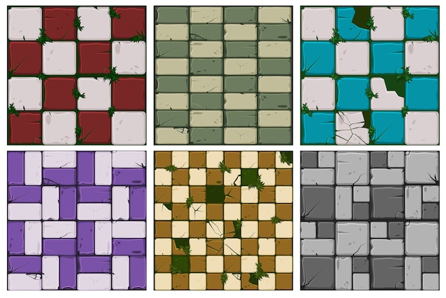 Vector collection of texture of old stone tiles