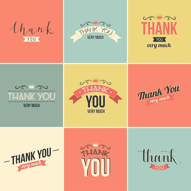 Vector collection of thank you cards