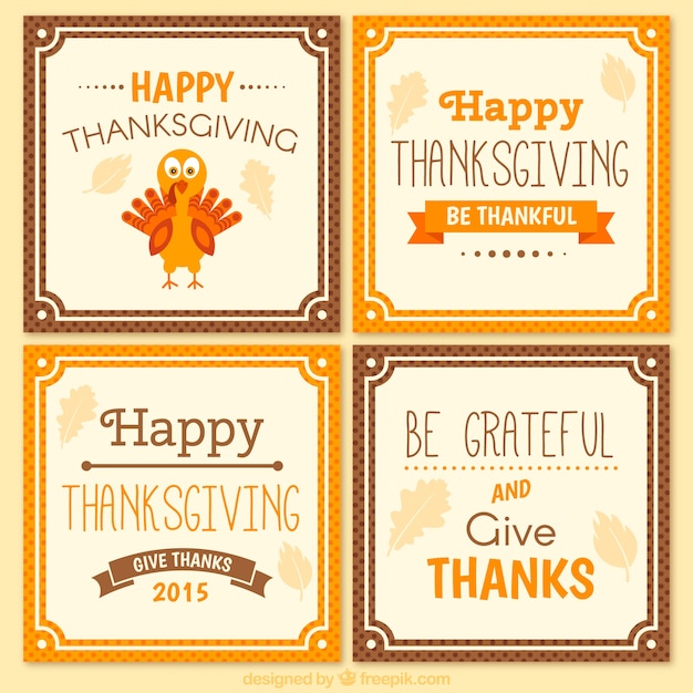 Vector collection of thanksgiving day cards