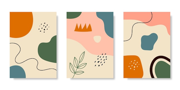 A collection of three abstract backgrounds Hand drawing various shapes and doodle objects