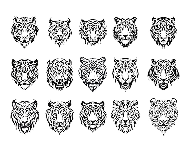 Collection of tiger tattoo designs