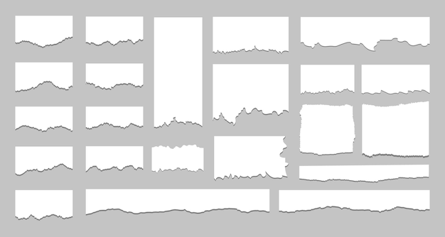 引き裂かれた紙シートのコレクション