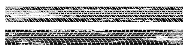 ベクトル 黒と白のタイヤの痕跡を収集します。別のグランジ テクスチャとタイヤ トラック タイヤ マーク タイヤ