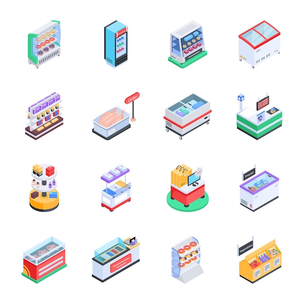 Collection of Trading Market Isometric Icons