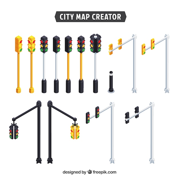 Vector collection of traffic lights to create a city