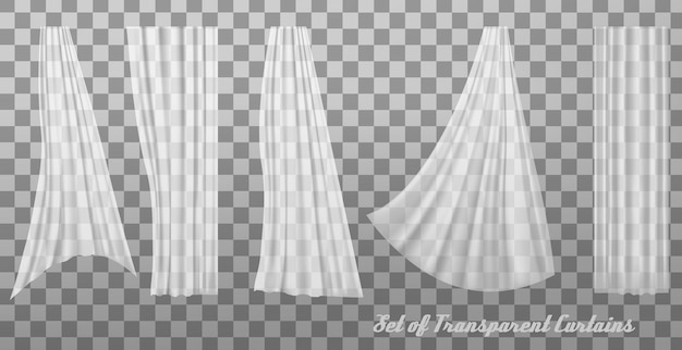 Collection of transparent curtains. vector