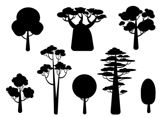 Vector collection of tree silhouettes trees collection