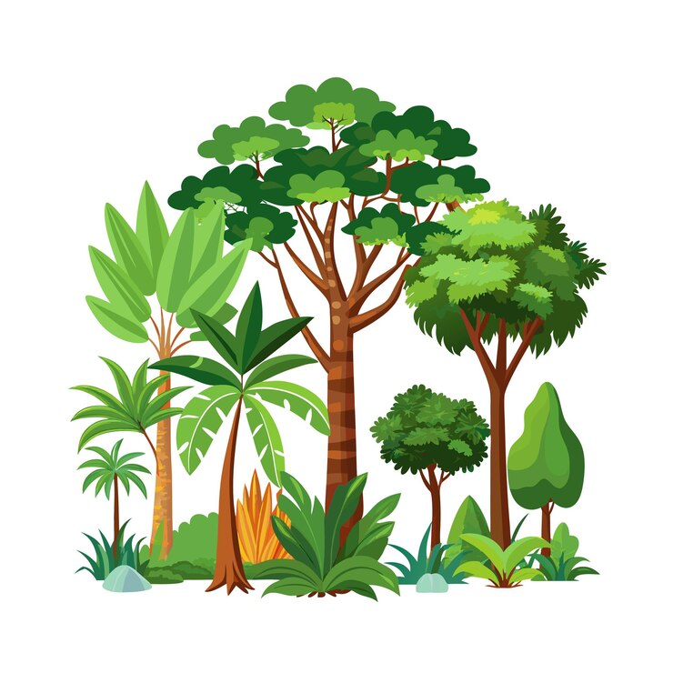 Vector a collection of trees flat style vector illustration