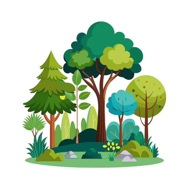 A Collection of Treesのフラットスタイルのベクトルイラスト