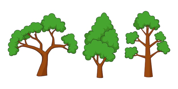 Collection of trees illustration design in cartoon style perfect for children's books and stickers