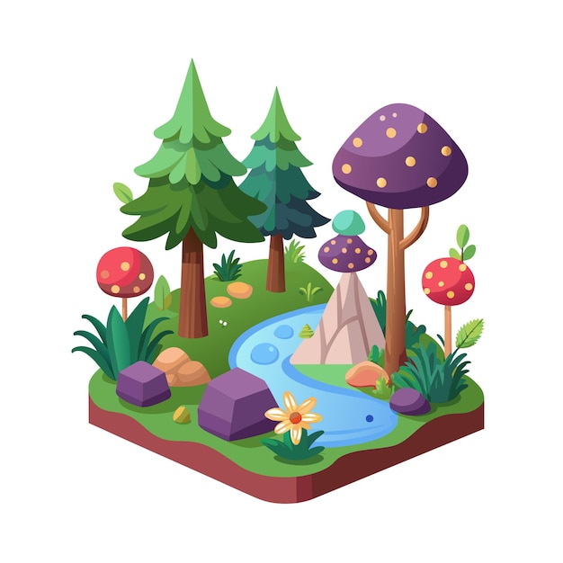a collection of trees and plants jungle rainforest realistic vector illustration concept