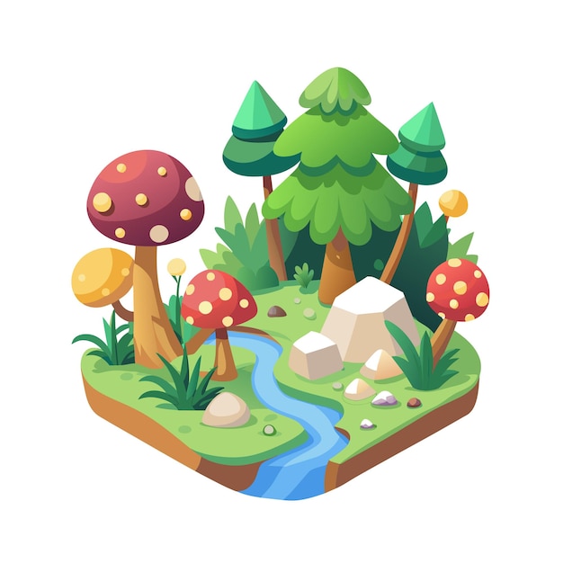a collection of trees and plants jungle rainforest realistic vector illustration concept