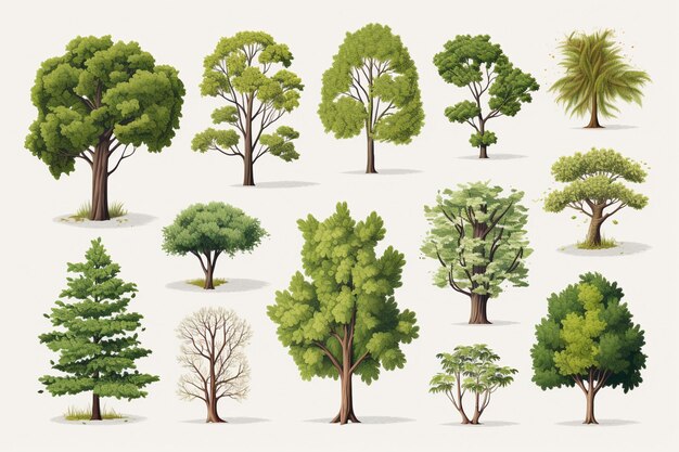 Vector a collection of trees and shrubs