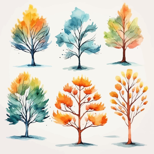 Vector collection of trees vectors