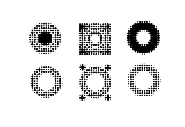 Collection trendy halftone vector circle shapes