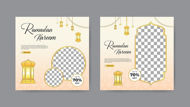 Collezione di trendy ramadan kareem modelli di post sui social media sfondo di design di banner quadrato