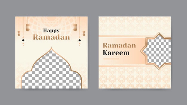 Vettore collezione di trendy ramadan kareem modelli di post sui social media sfondo di design di banner quadrato