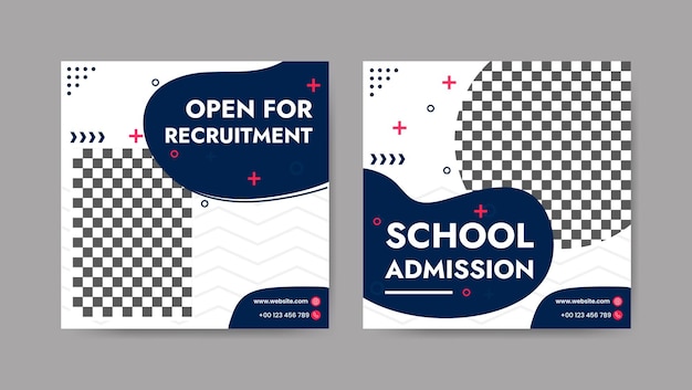 Vector collection of trendy school admissions professional medical social media post templates square banner design background