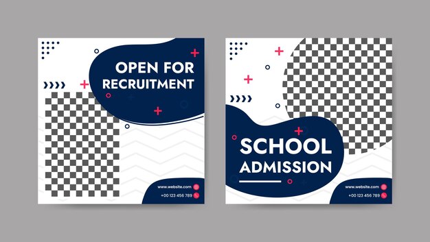 Vector collection of trendy school admissions professional medical social media post templates square banner design background