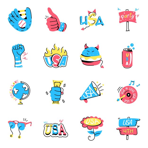 Vector collection of trendy usa stickers