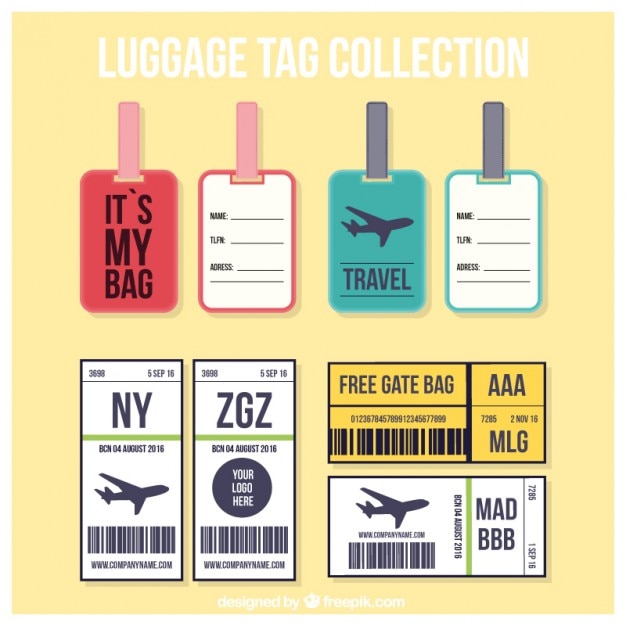 Collection of trip tag in flat design