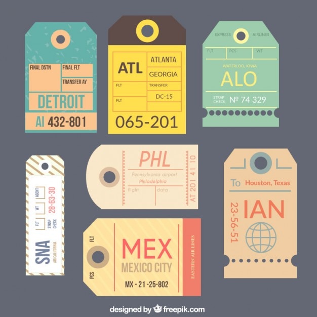 Collection of trip tag in flat design