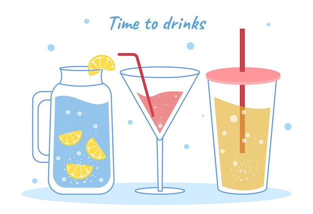 Коллекция тропических напитков летние вечеринки коктейли бегство от жары клубника лимон лед свежий