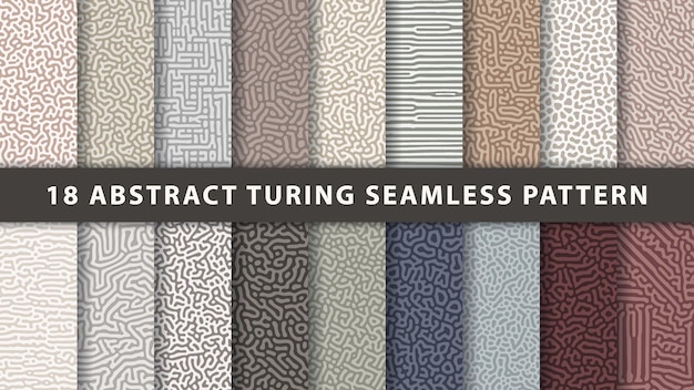 Vector collection of turing abstract seamless pattern. premium vector