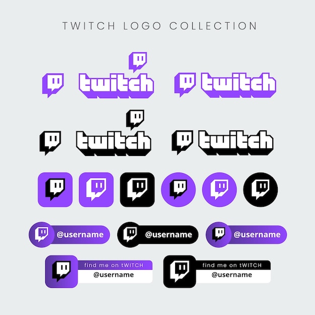 Collection twitch vector logo twitch vector icon logotype social media