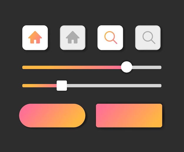 Collection of ui and ux toggle type buttons or switch useful colorful button kits for mobile use