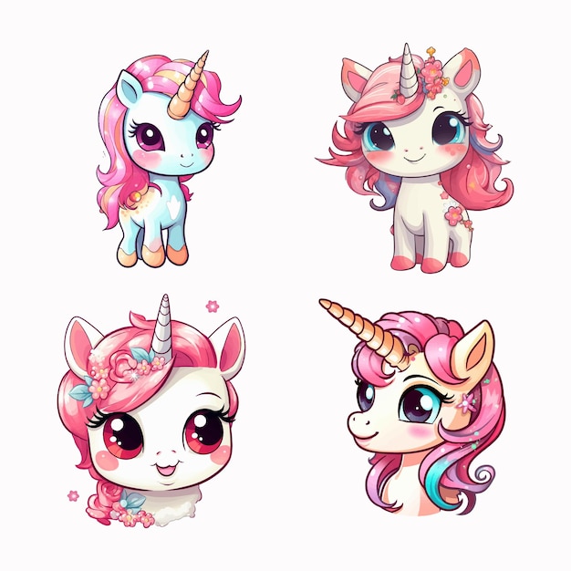 A collection of unicorns with different colors