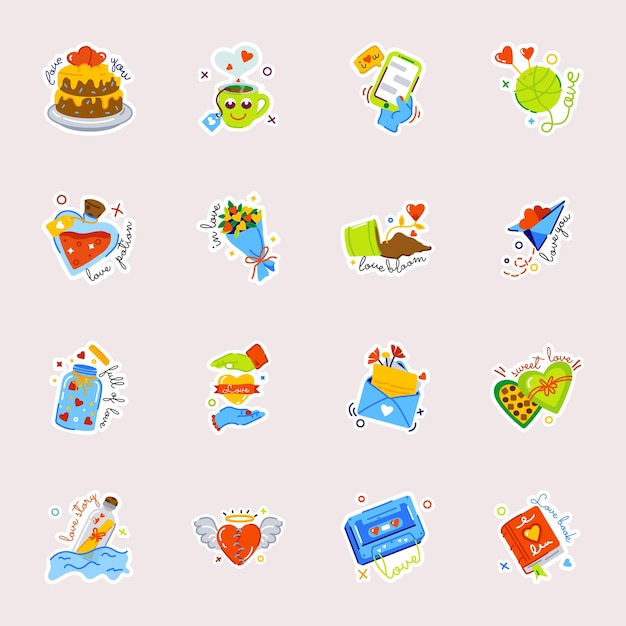 Collection of Valentine Day Flat Stickers