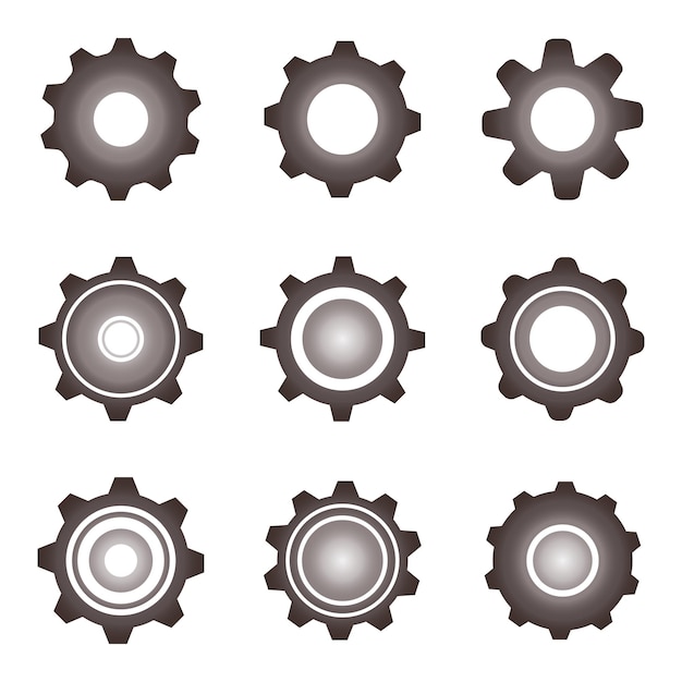 Collection of variations of round gear clipart