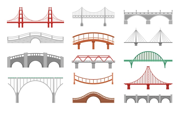 collection of Various bridgeworks isolated on white