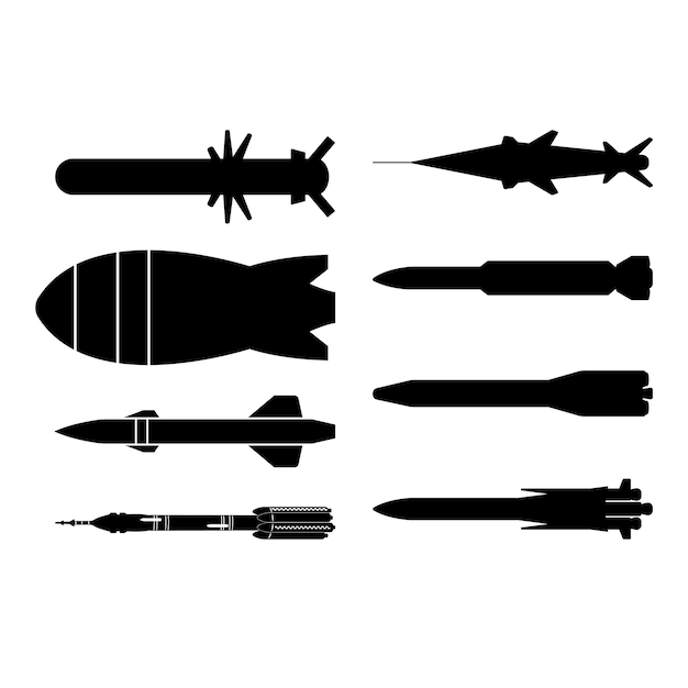 collection of various missile and rocket silhouettes