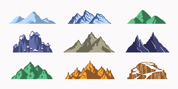 様々な山のイラストのコレクション