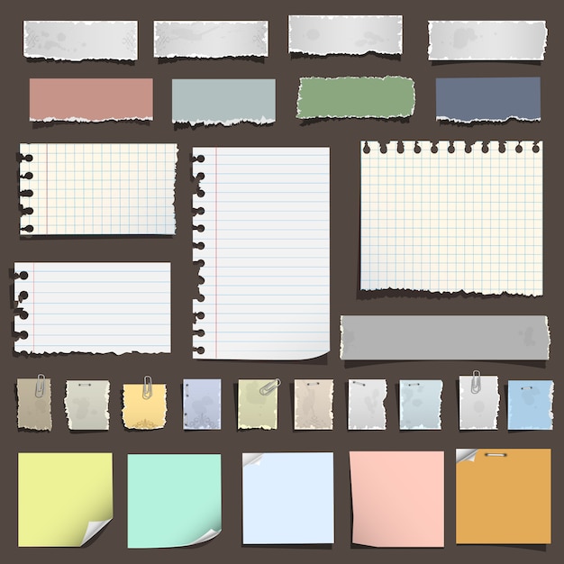 Vector collection of various notes paper