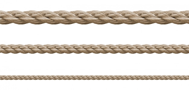 Vector collection of various ropes string on white