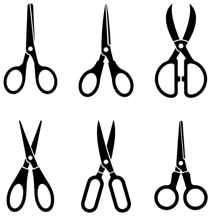 Vector collection of various scissors silhouettes
