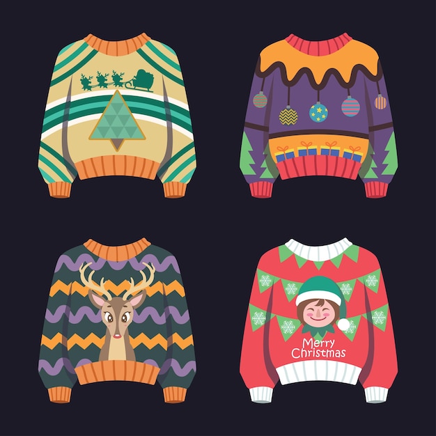 Collection of various ugly christmas sweaters