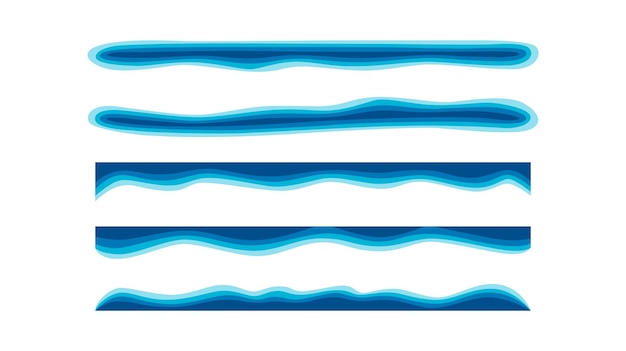 Collection vector of abstract blue wave wavy border frame decoration